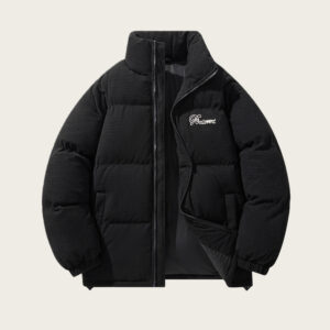 Men's Winter American-Style Retro Stand-Up Collar Embroidered Cotton Padded Jacket