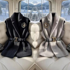 Women's Petite Layering Gray Thick Knitted Vest