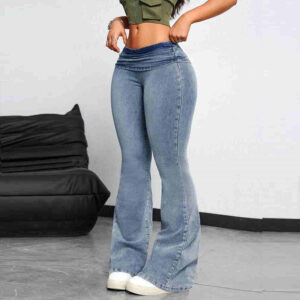 Women's Tight Stretch Leggings Show Fashionable Peach Butt Jeans