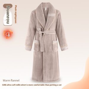 Winter Fleece Lining Plus Size Milk Fiber Homewear Mid-length Men's Pajamas